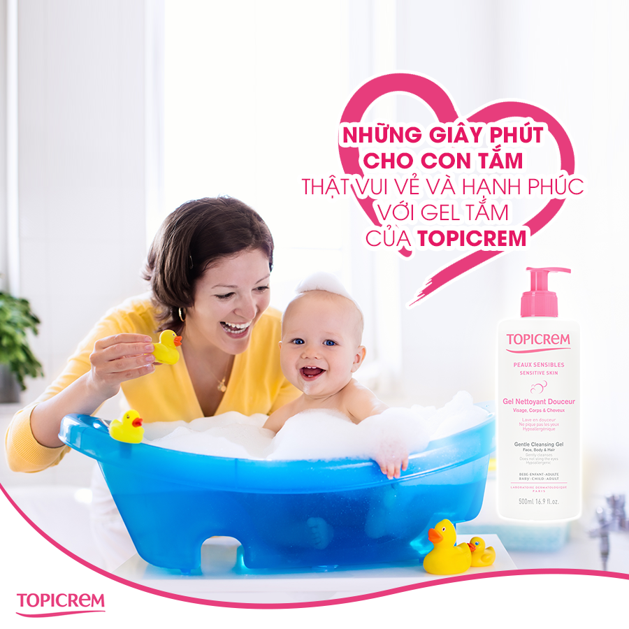 Những giây phút cho con tắm thật vui vẻ và hạnh phúc với Gel tắm của TOPICREM 