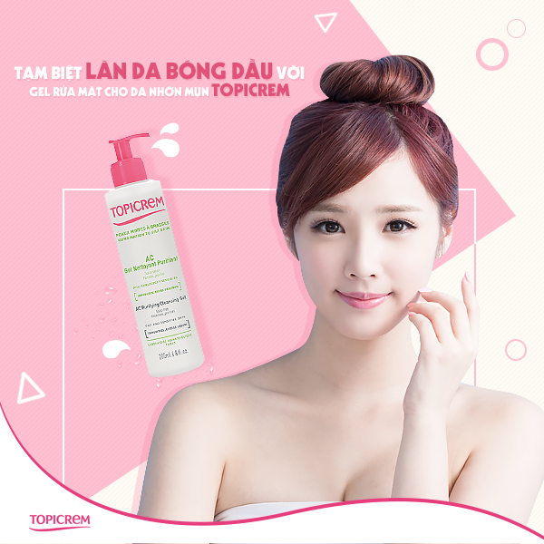 Làn da không còn bóng dầu, nhờ gel rửa mặt cho da nhờn mụn của Topicrem!
